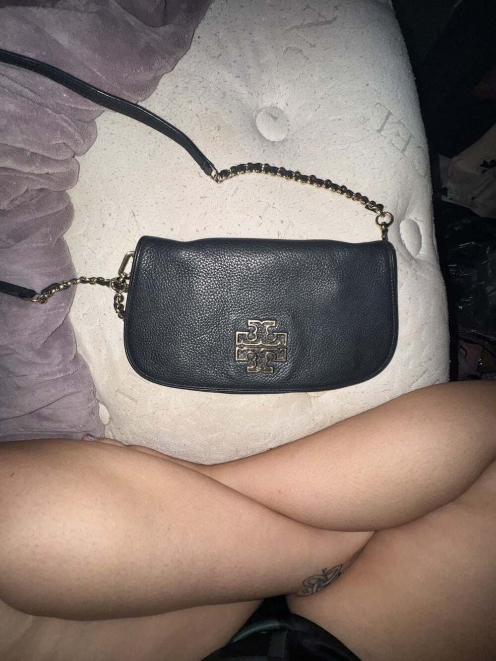 Tory Burch Britten Convertible Clutch Black Leather Crossbody Bag